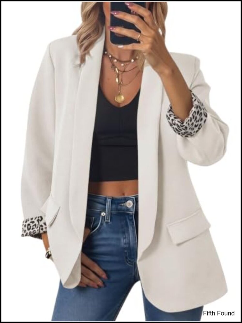 Womens Leopard Lined Shawl Collar Blazer Oversized Business Suit Jacket